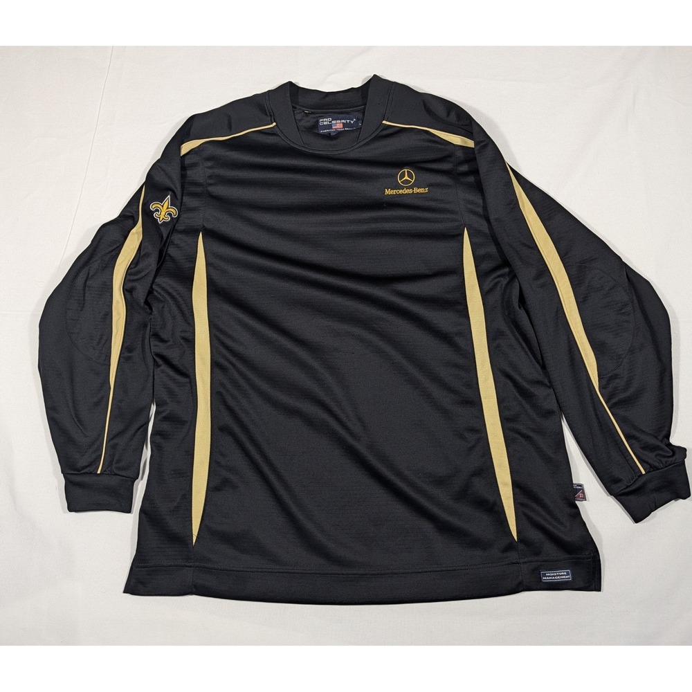 Mercedes Benz New Orleans Saints L/S Shirt Mens L Black Gold Pro Celebrity